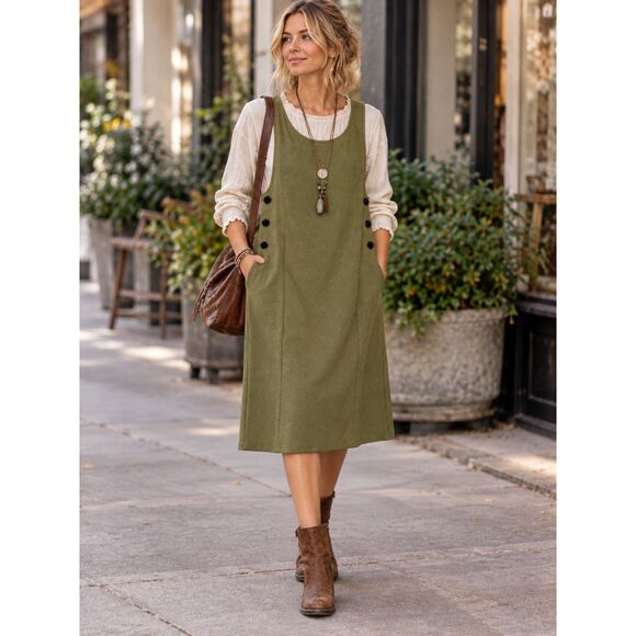 ASOS Dresses & Skirts - ASOS Olive Green Sleeveless Jumper Dress With Side Buttons Size 4